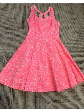 Lilly Pulitzer Pink Floral Fit-and-Flare Dress Size 8 Halter